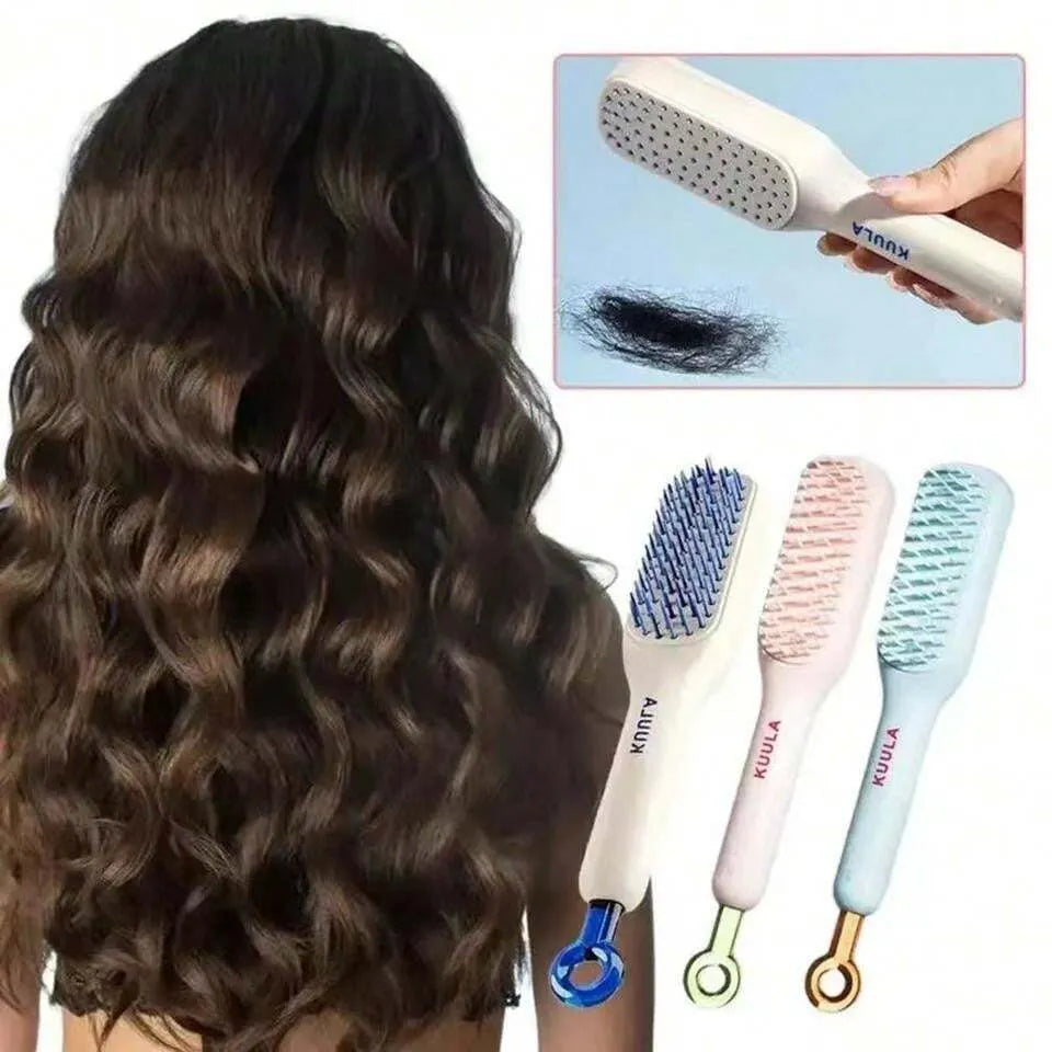 💖✨ Self-Cleaning Hair Comb – Anti-Static Massage Brush for Smooth, Shiny & Healthy Hair! 💆‍♀️🪮