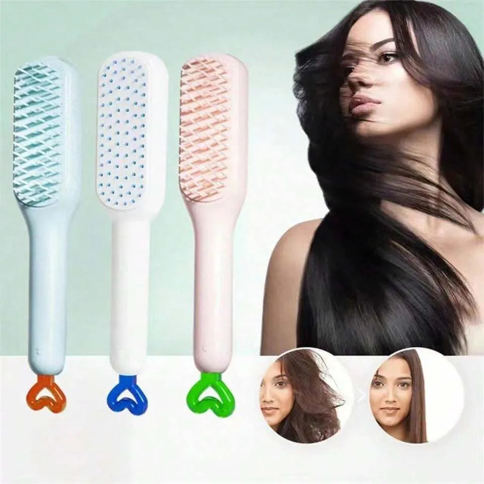 💖✨ Self-Cleaning Hair Comb – Anti-Static Massage Brush for Smooth, Shiny & Healthy Hair! 💆‍♀️🪮