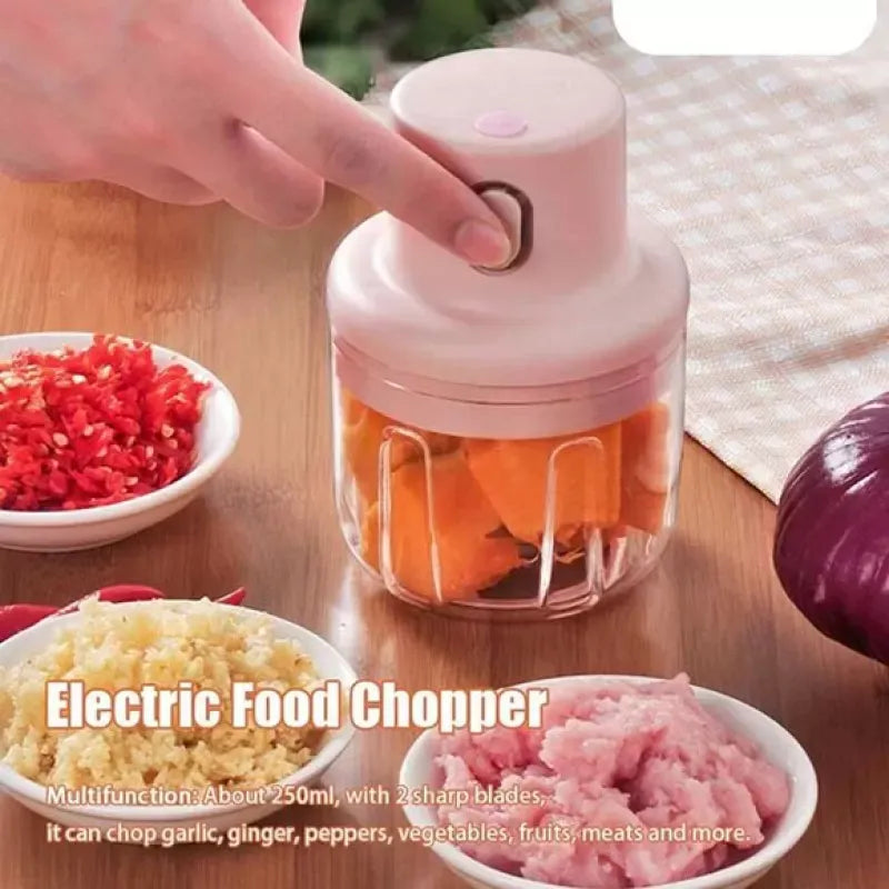 USB Rechargeable, Portable & Powerful – 250ml Electric Garlic Chopper (Random Color)