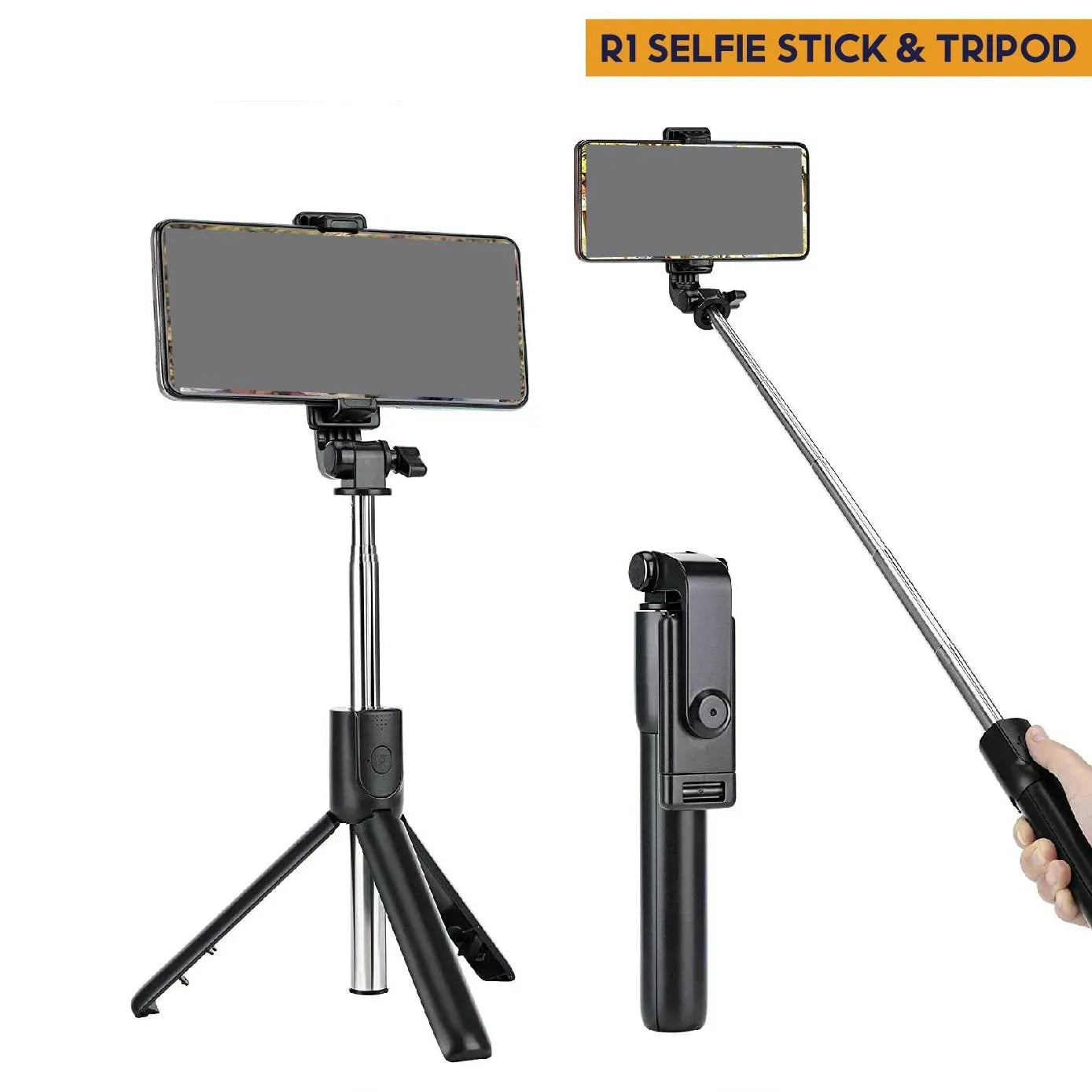 🤳 Selfie Stick Tripod R1S – Bluetooth Remote, LED Light & 360° Rotation 📸
