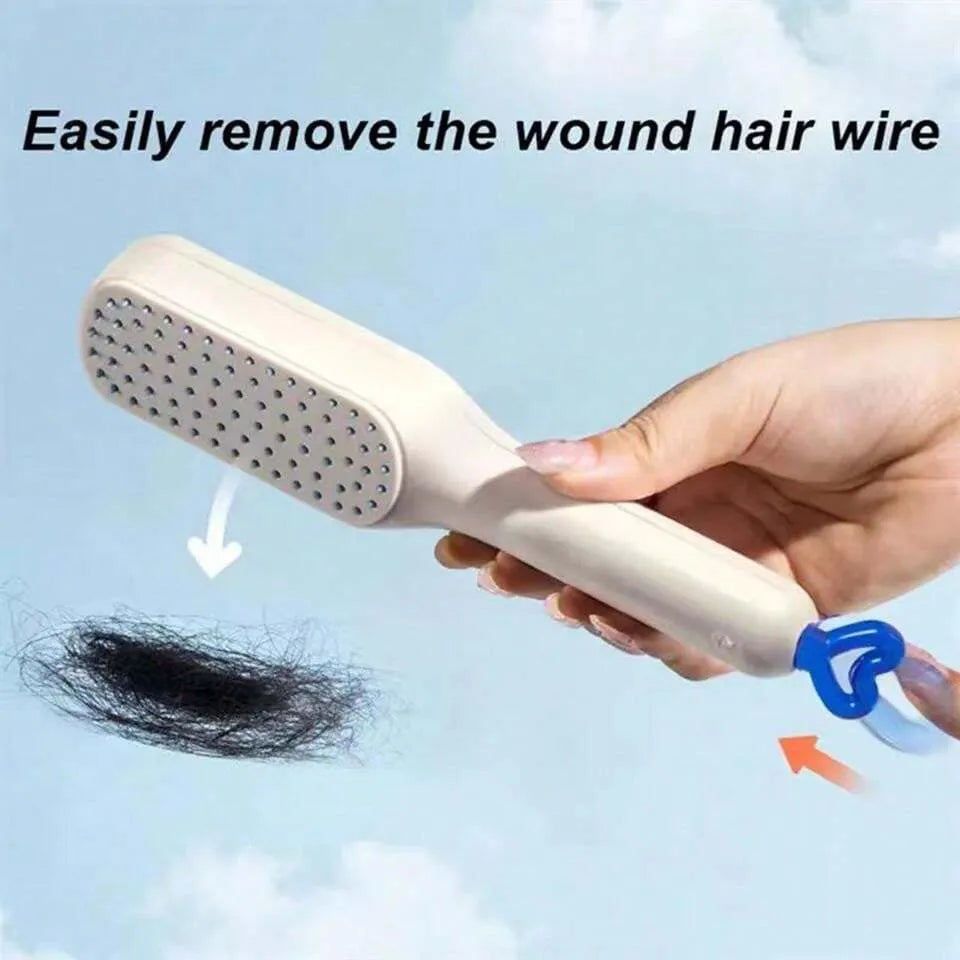 💖✨ Self-Cleaning Hair Comb – Anti-Static Massage Brush for Smooth, Shiny & Healthy Hair! 💆‍♀️🪮