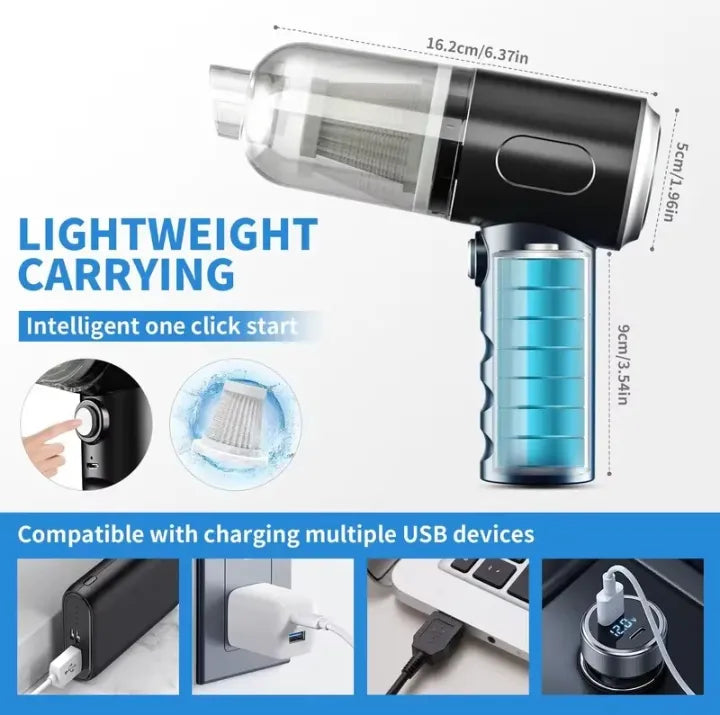 🌀✨ 2 in 1 Handheld  Car Vacuum Cleaner – Compact, Powerful & Portable! 🚗🏠