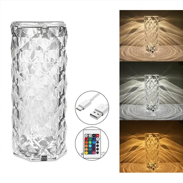 💎 16 Colors Diamond Rose Crystal Touch Lamp 🌈