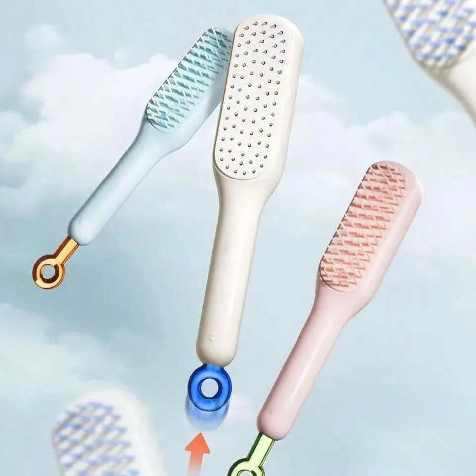 💖✨ Self-Cleaning Hair Comb – Anti-Static Massage Brush for Smooth, Shiny & Healthy Hair! 💆‍♀️🪮