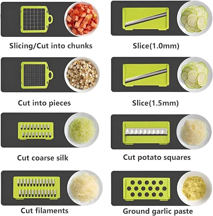 🥕 14-in-1 Multifunctional Vegetable Chopper, Mandoline Dicer & Slicer with Container Box 🍅