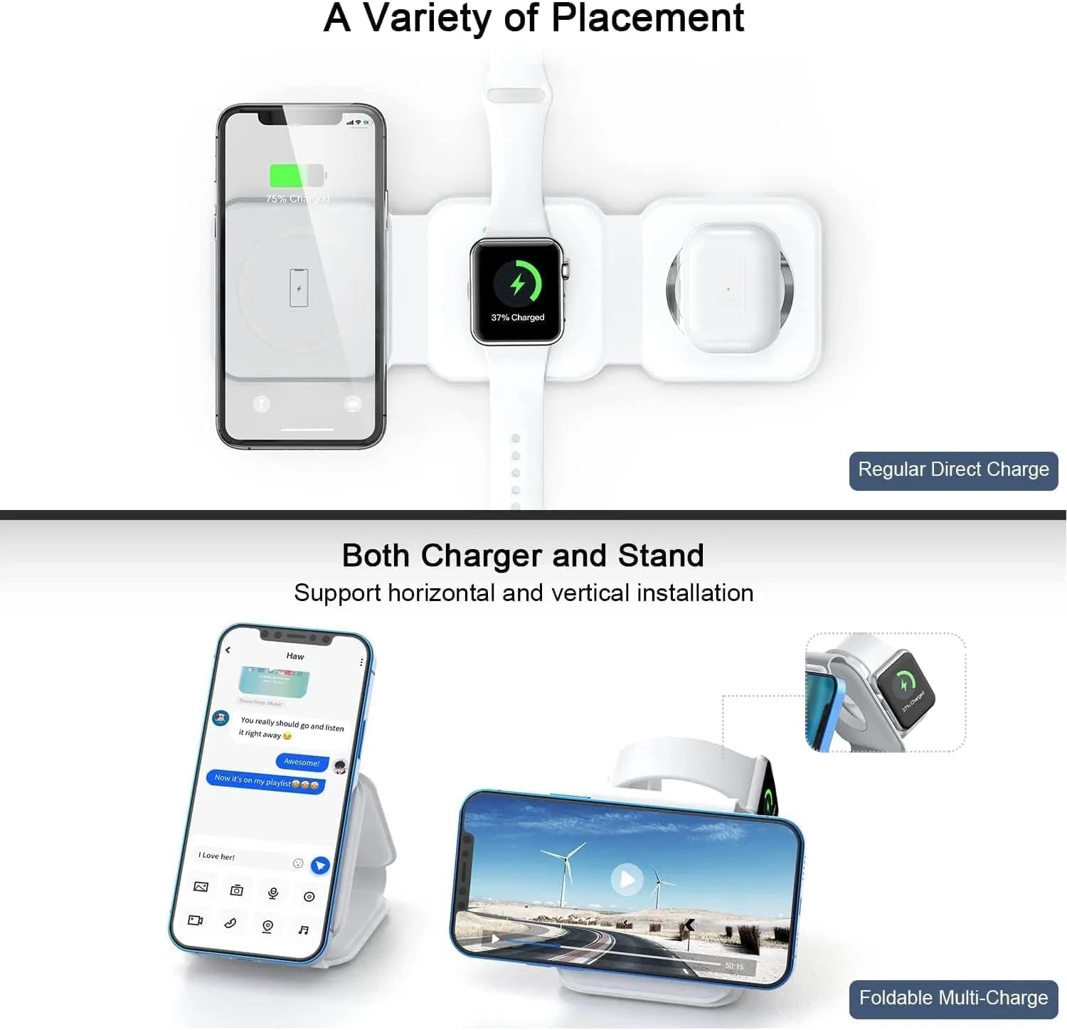 🔋⚡ 3-in-1 Wireless Charging Pad – Charge All at Once! 📱⌚🎧