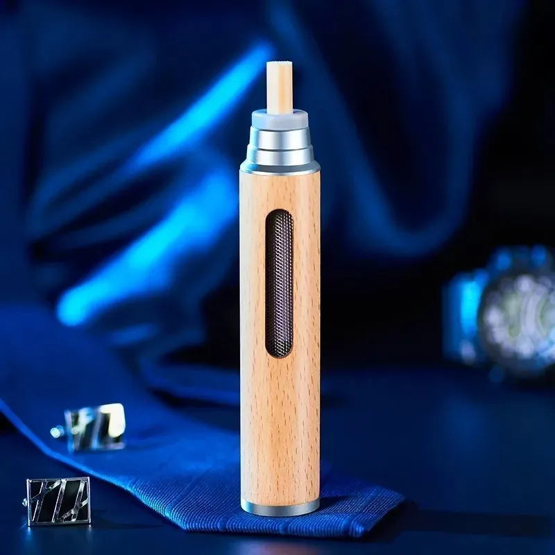 🚗🔥 Portable Mini Car Cigarette Ashtray – Anti Soot-Flying, No-Ash Design, Walnut Wood Finish 🌿