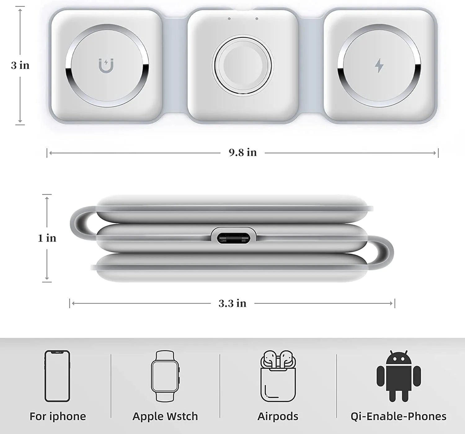 🔋⚡ 3-in-1 Wireless Charging Pad – Charge All at Once! 📱⌚🎧