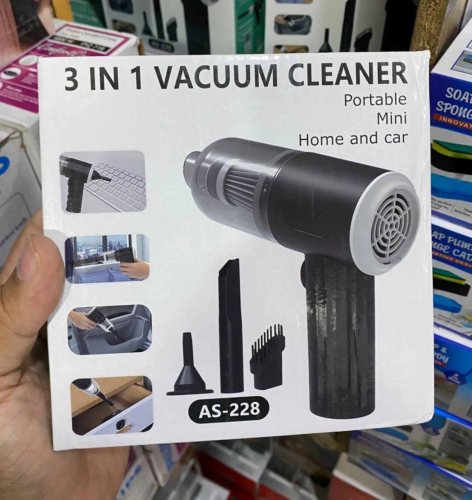 💨 3-in-1 Portable Wireless Vacuum Cleaner – High Power Suction, Air Pump & Duster