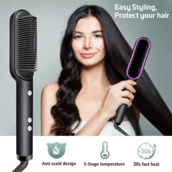 💁‍♀️ Electric Hair Straightening Brush – Smooth, Silky, and Shiny Hair Instantly 💖