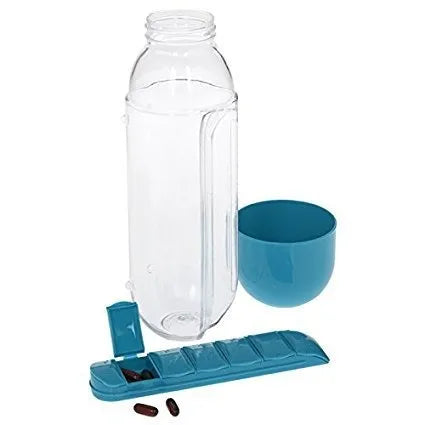 7-Day Pill Box + 600ml Water Bottle (BPA-Free & Travel Friendly)