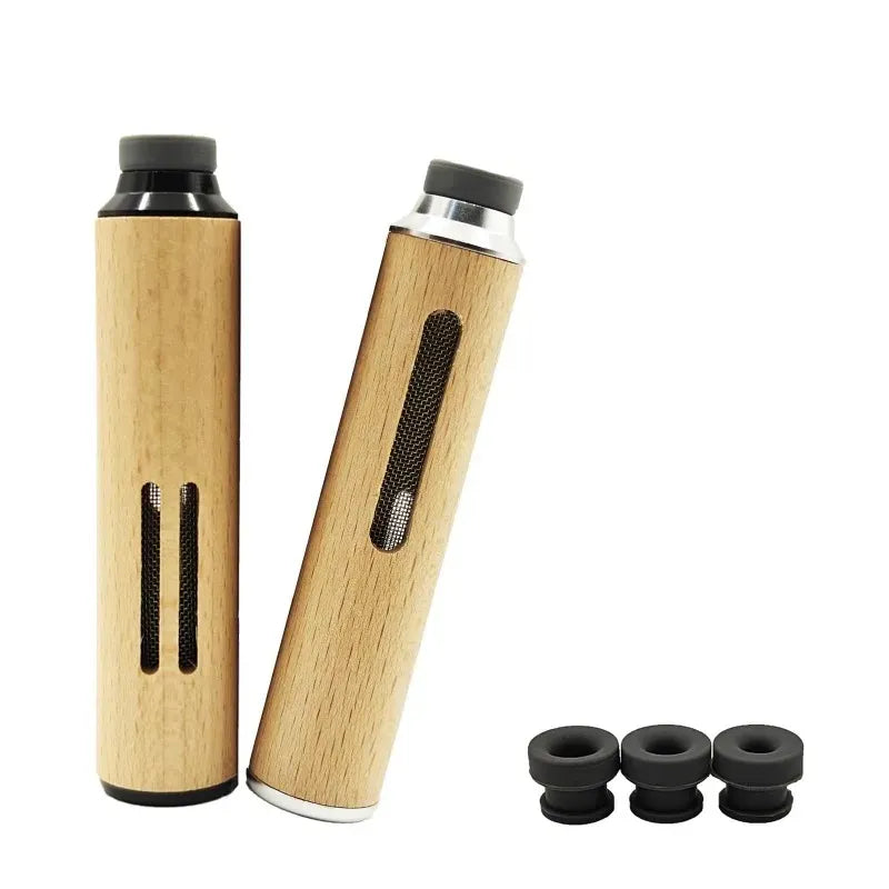 🚗🔥 Portable Mini Car Cigarette Ashtray – Anti Soot-Flying, No-Ash Design, Walnut Wood Finish 🌿