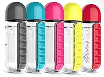 7-Day Pill Box + 600ml Water Bottle (BPA-Free & Travel Friendly)