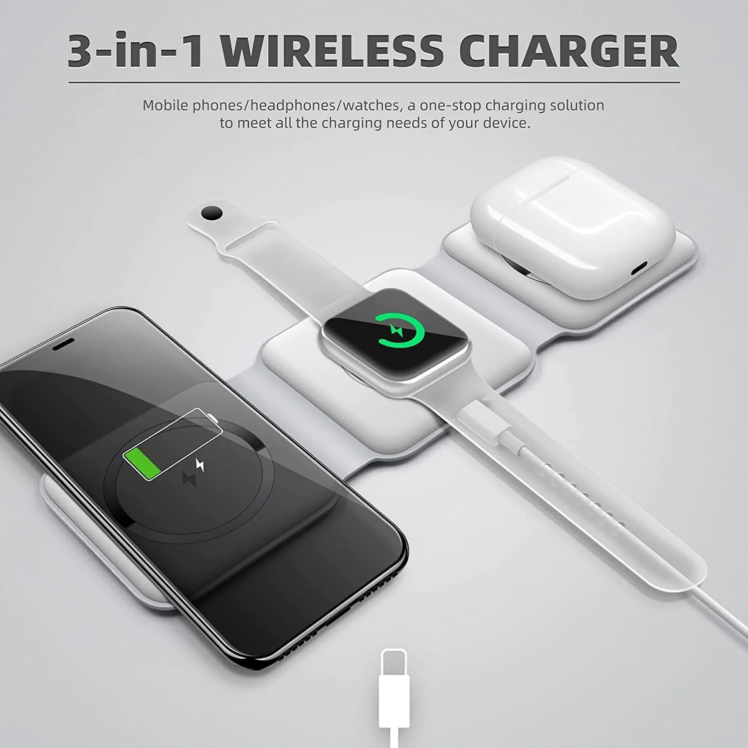 🔋⚡ 3-in-1 Wireless Charging Pad – Charge All at Once! 📱⌚🎧