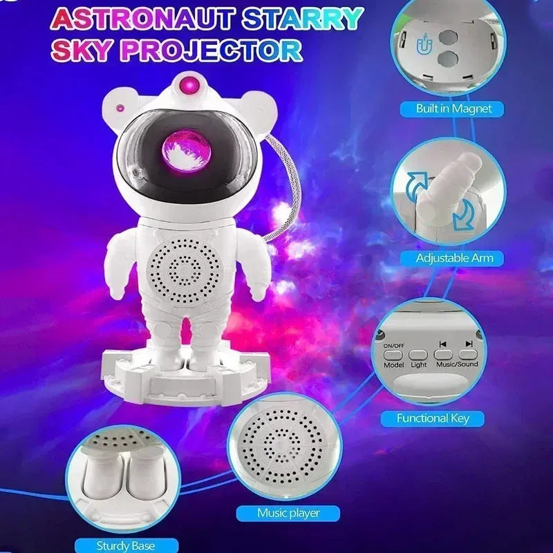👩‍🚀🌌 Astronaut Galaxy Projector – Starry Sky Night Light ✨🎶