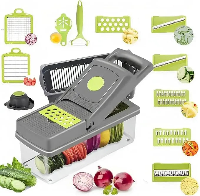🥕 14-in-1 Multifunctional Vegetable Chopper, Mandoline Dicer & Slicer with Container Box 🍅