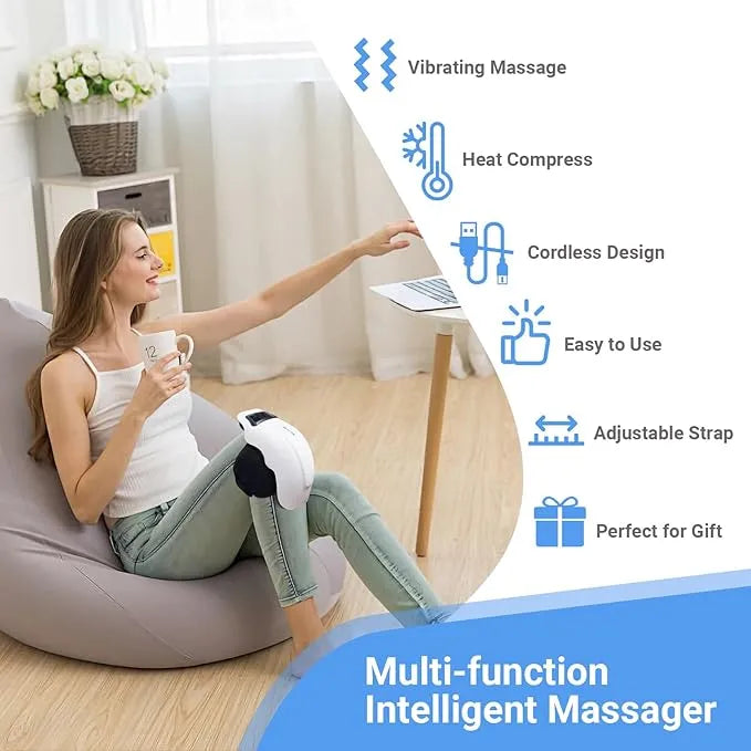 🦵🔥 Wireless Knee Massager – 9-Level Vibration & Heat Therapy ✨⚡