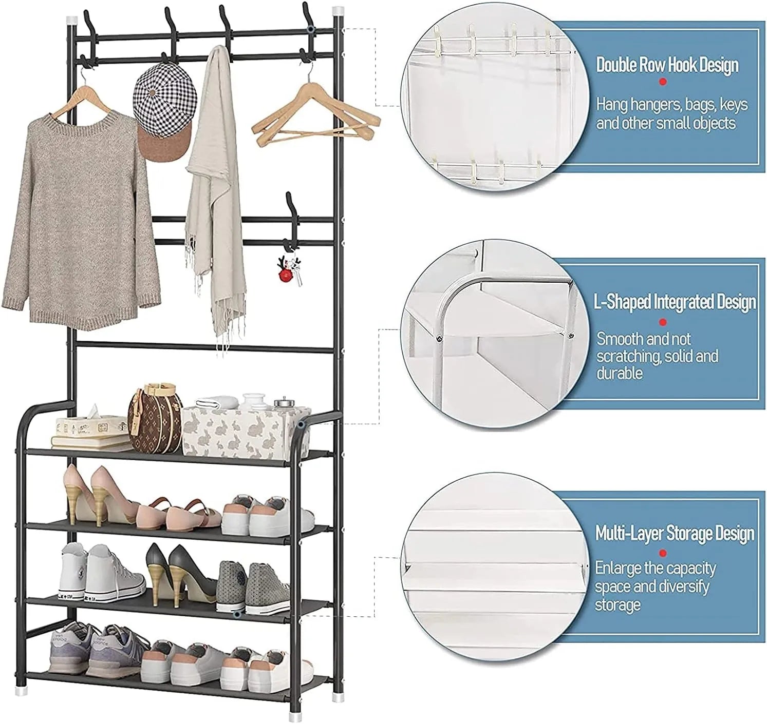 👟🎩 Multifunctional Shoe & Hat Organizer – 3-in-1 Storage Rack