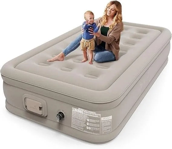 🛏️✨ Inflatable Airbed with Built-in Pump – Easy, Comfy & Portable! ⛺💨
