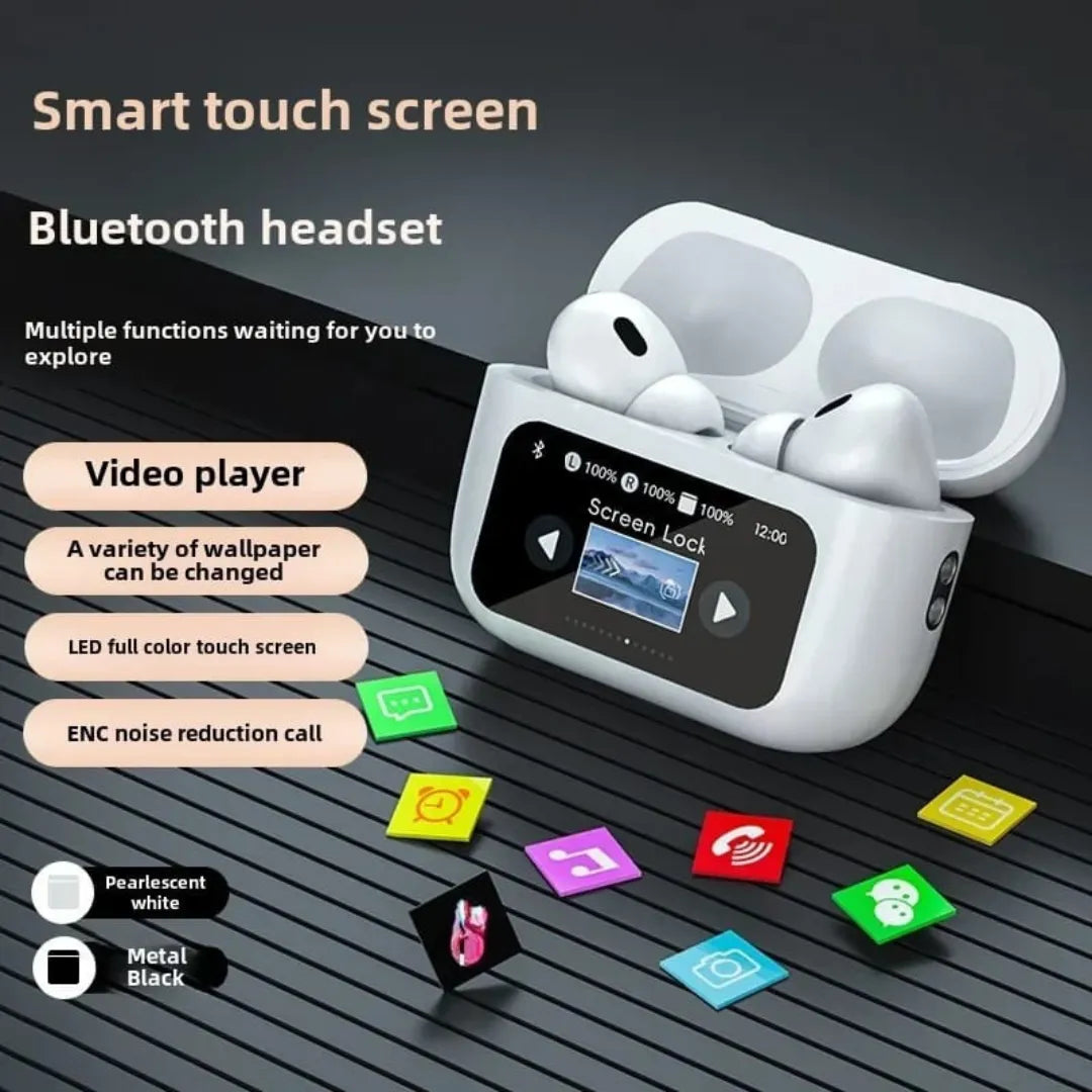 🎧✨ Wireless Bluetooth Earphones with Smart Touch Screen 🎶📱