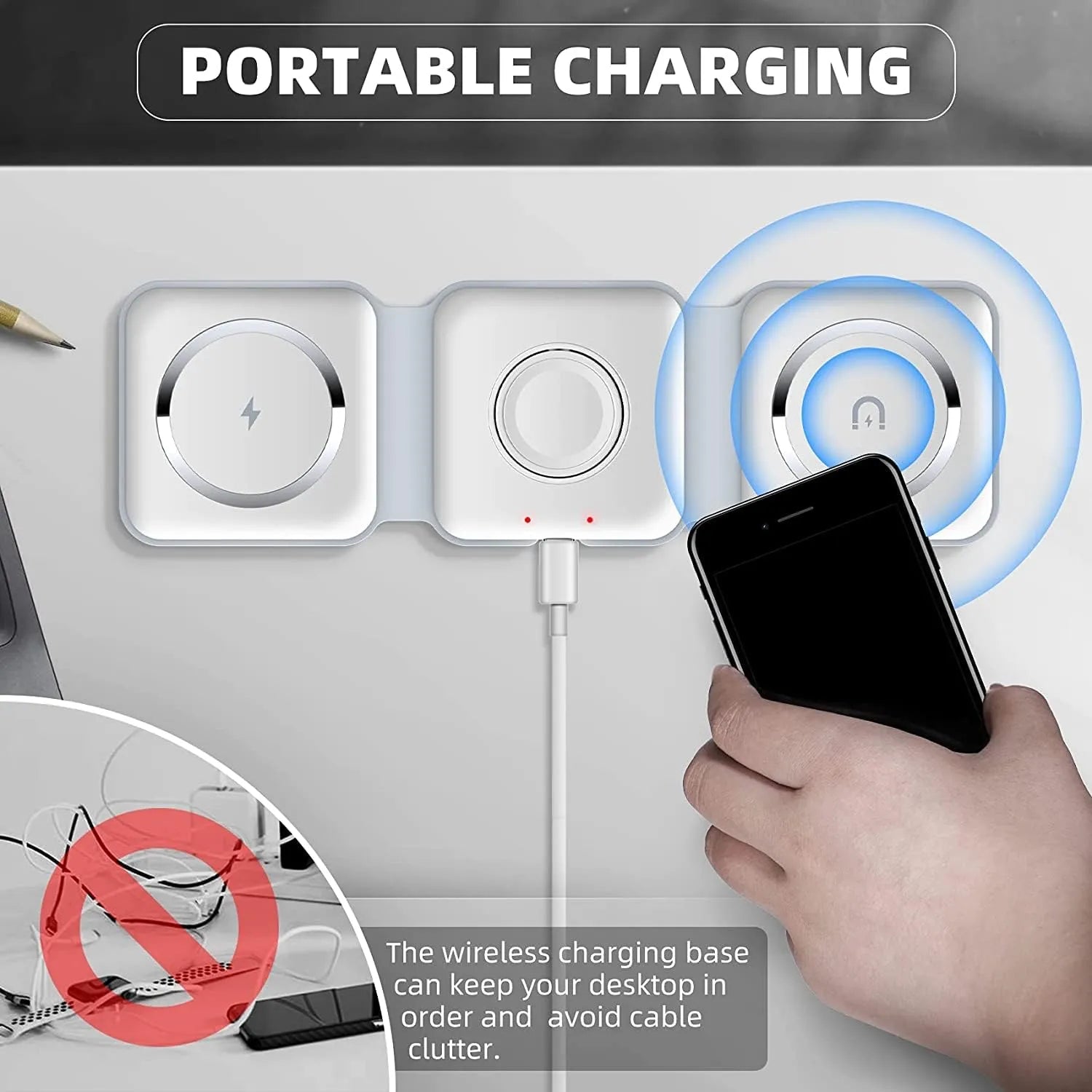🔋⚡ 3-in-1 Wireless Charging Pad – Charge All at Once! 📱⌚🎧