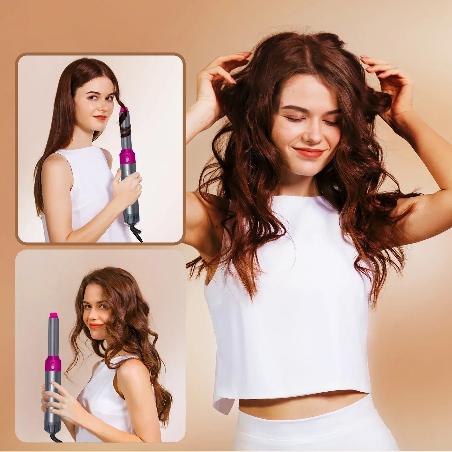 🌸✨ Hot Air Brush 5 in 1 – Hair Dryer, Straightener & Volumizer 💆‍♀️🔥