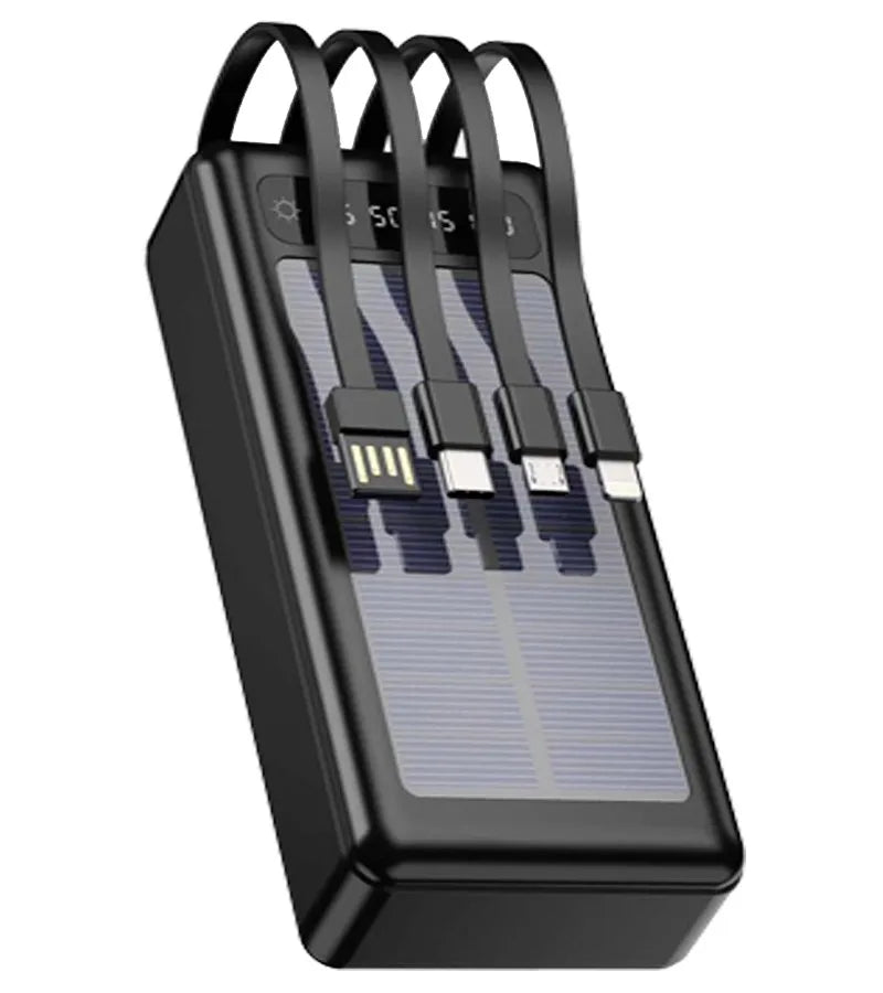 🔋☀️ Solar Built Power Bank – 20000mAh 4-in-1 Ultra Slim & Portable ⚡✨