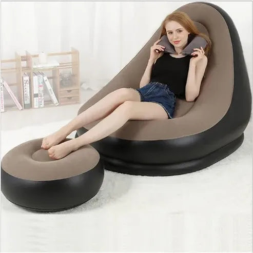 🛋️ Inflatable Single Sofa with Footstool & Air Pump 🌟