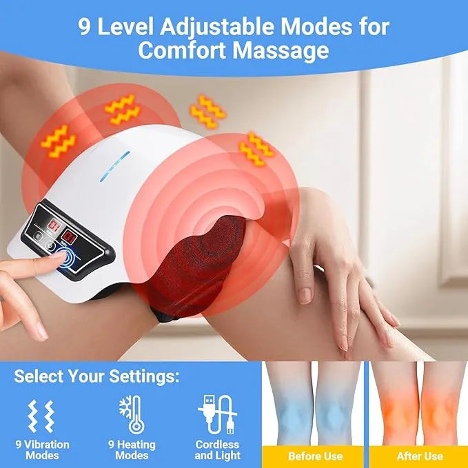 🦵🔥 Wireless Knee Massager – 9-Level Vibration & Heat Therapy ✨⚡