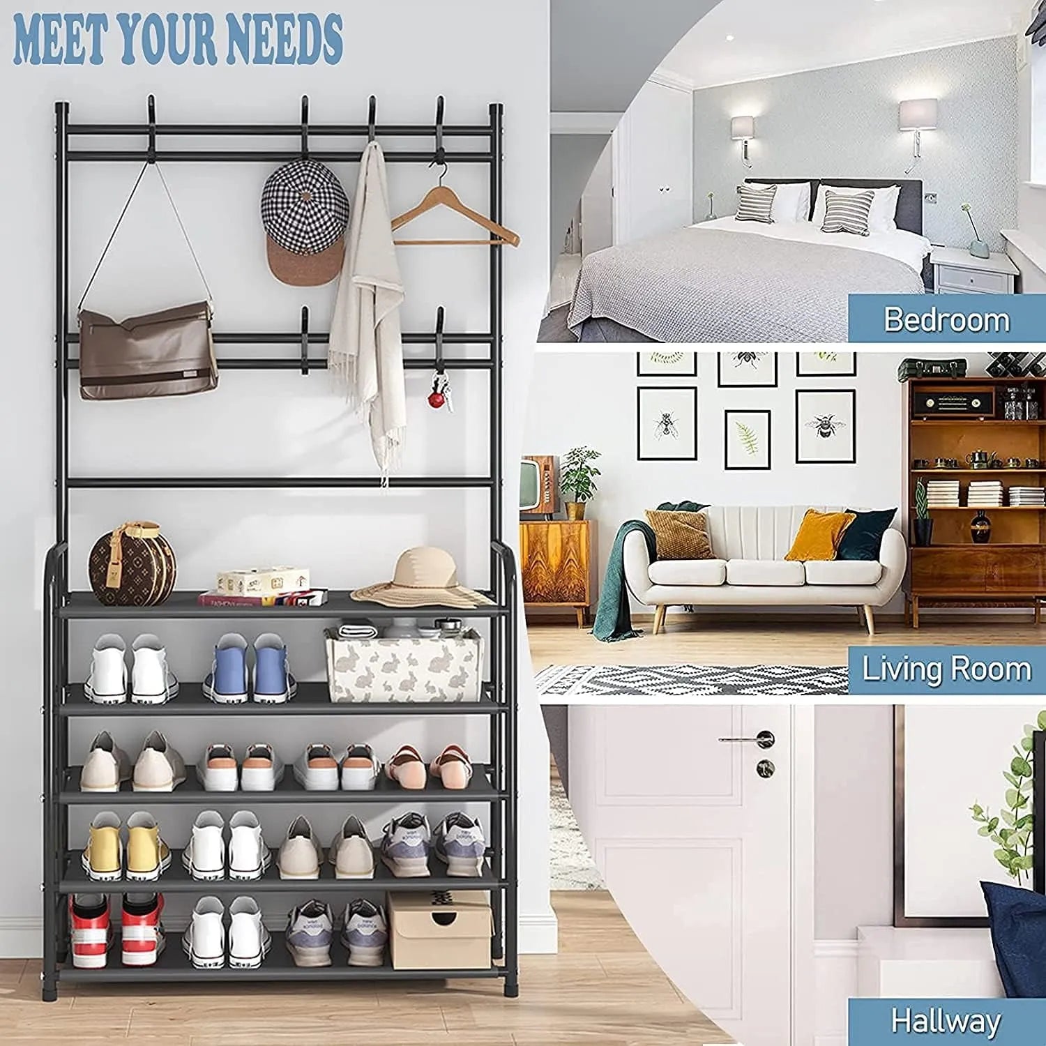 👟🎩 Multifunctional Shoe & Hat Organizer – 3-in-1 Storage Rack