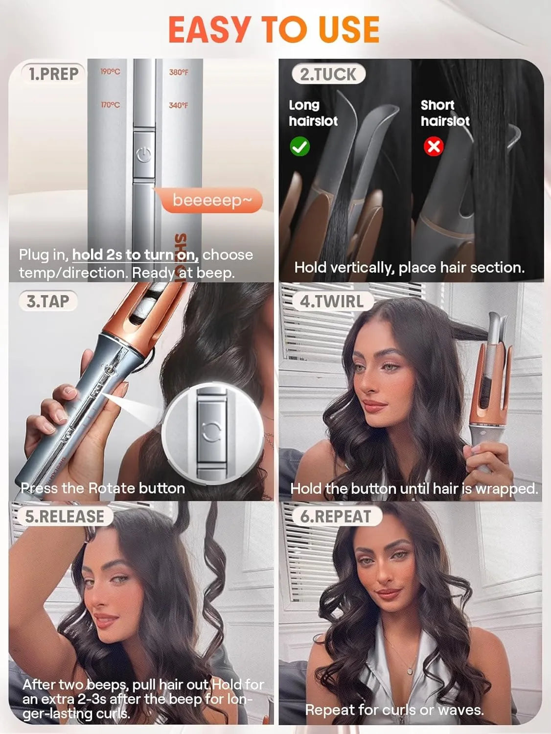 🌸✨ Automatic Curling Iron – Salon Curls At Home 💖🔥