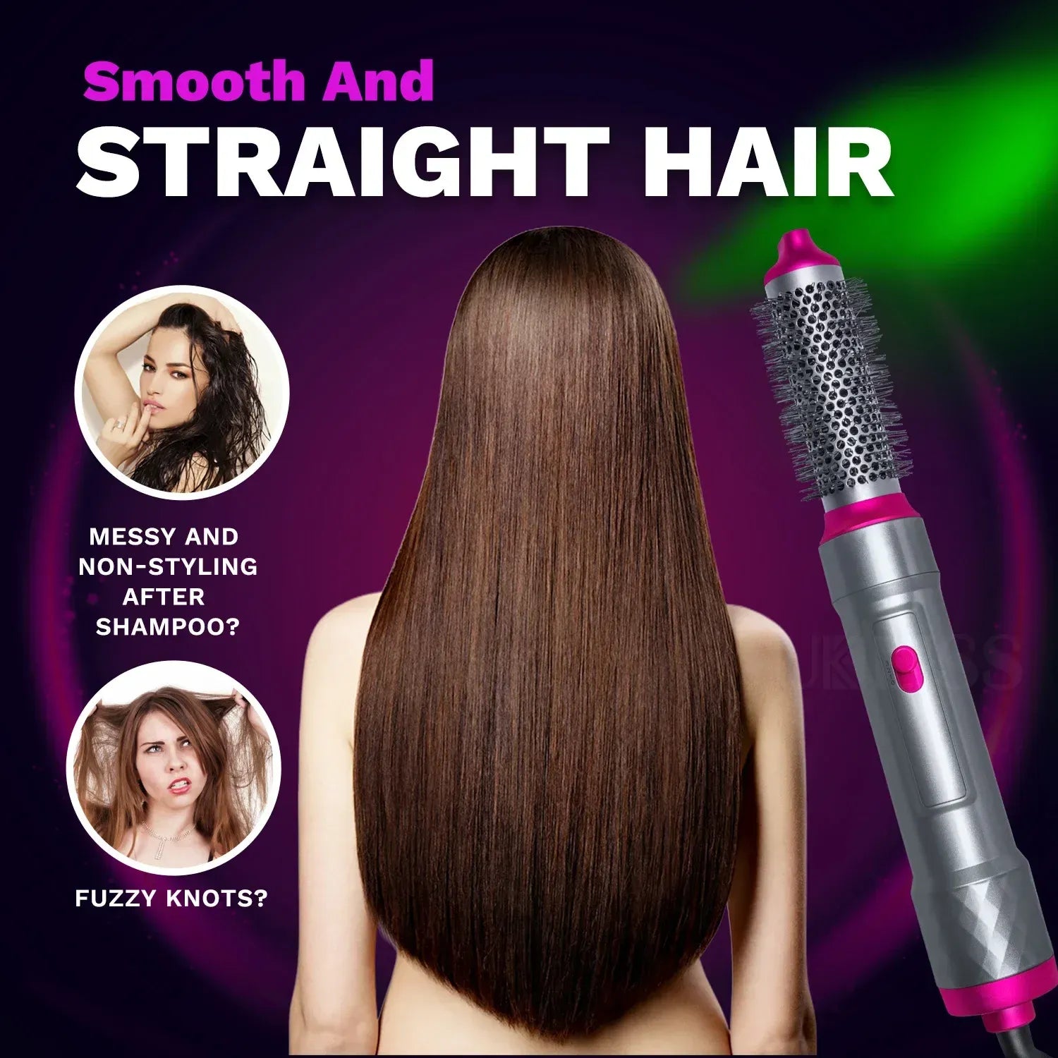 🌸✨ Hot Air Brush 5 in 1 – Hair Dryer, Straightener & Volumizer 💆‍♀️🔥