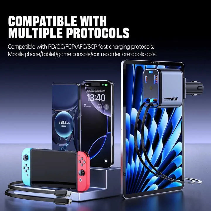 🔌✨ Retractable Car Charger – Fast, Neat & Powerful ⚡🚗