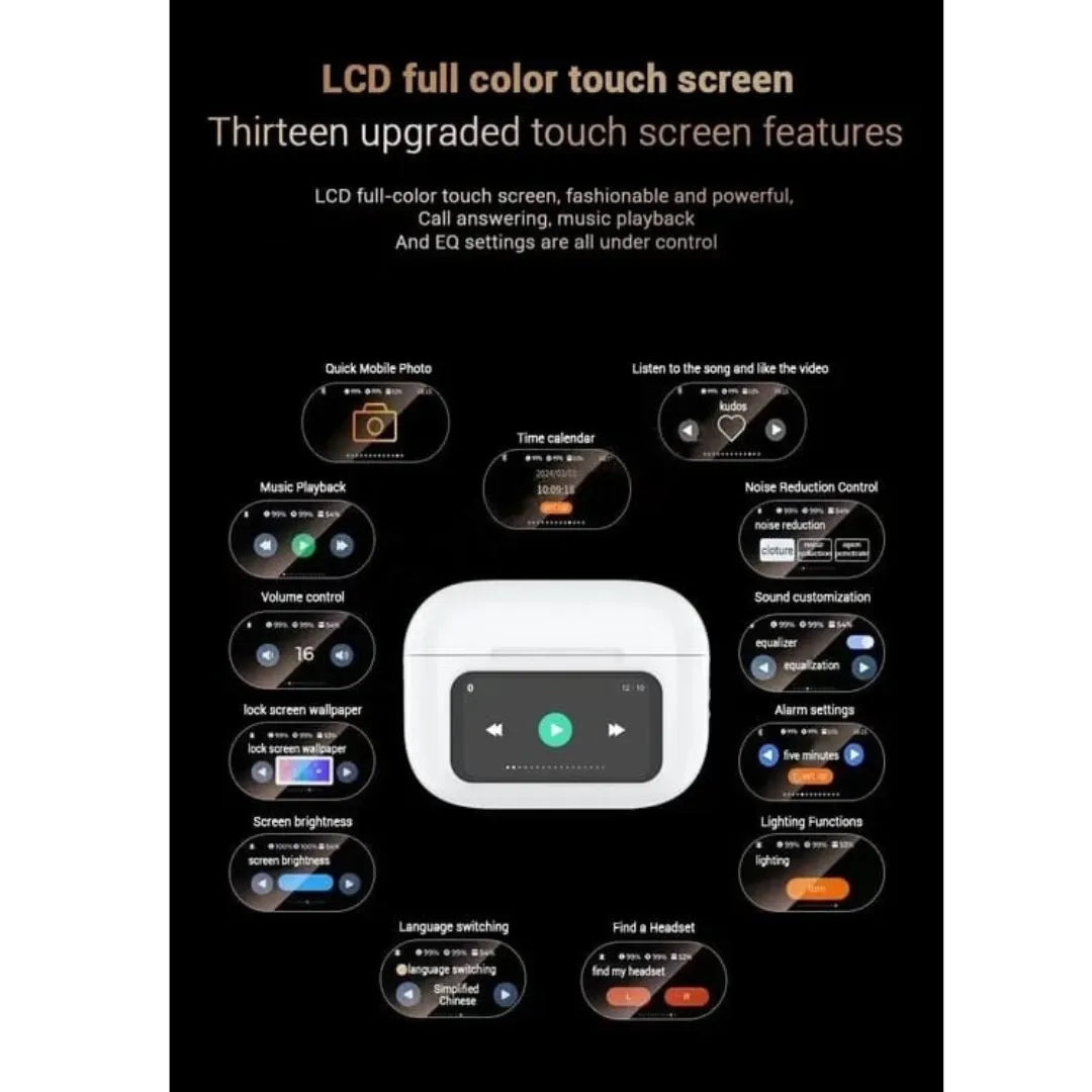 🎧✨ Wireless Bluetooth Earphones with Smart Touch Screen 🎶📱