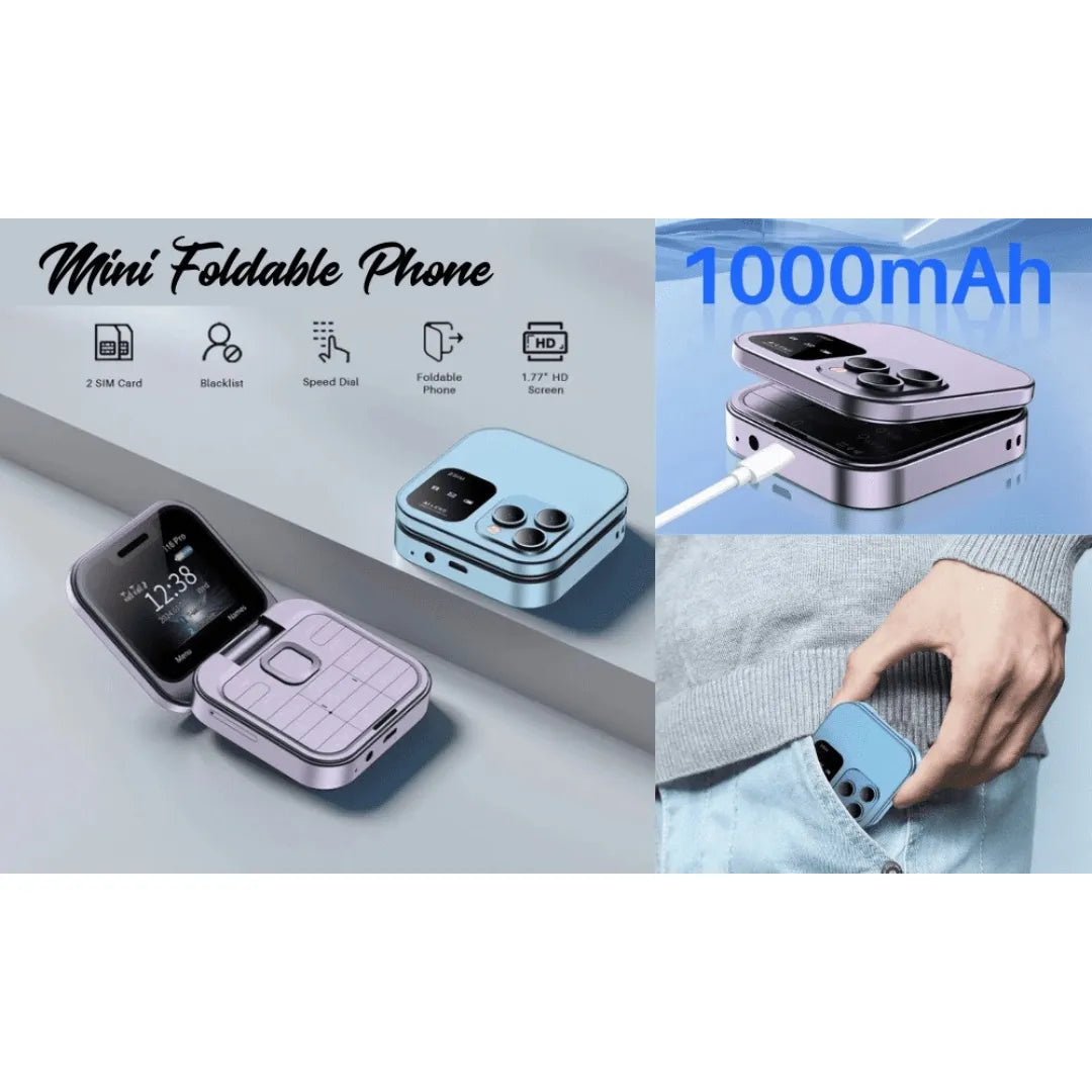 📱✨ Mini Foldable Dual SIM Phone with HD Camera & Flashlight 🔦
