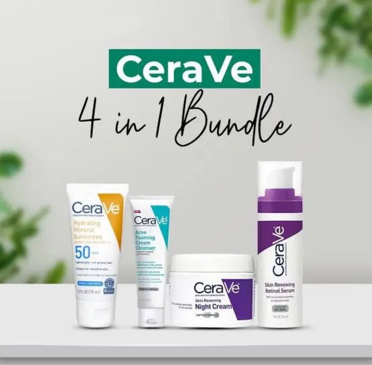 💖🌙 CeraVe 4 in 1 Skincare Kit – Cleanse, Protect, Hydrate & Glow ✨