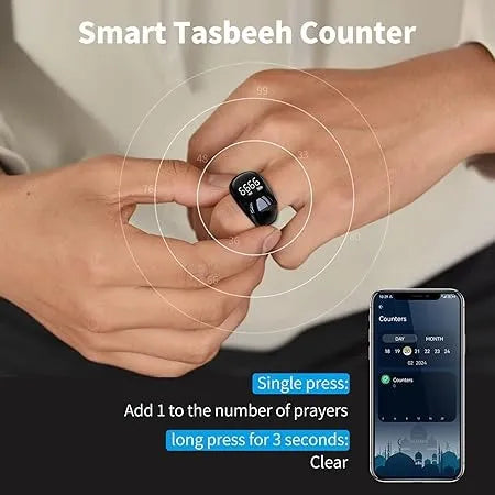 📿 Smart Tasbih Zikr Ring – Portable Digital Prayer Counter 🌙✨